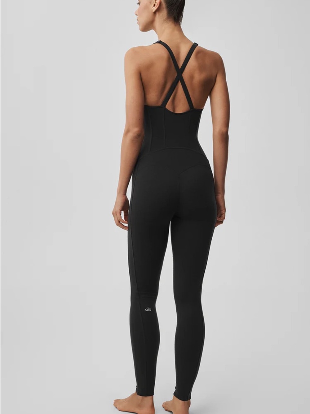 ALO Sparks Fly Corset Onesie Jumpsuit Black NWT S (FIT103) - Picture 2 of 8